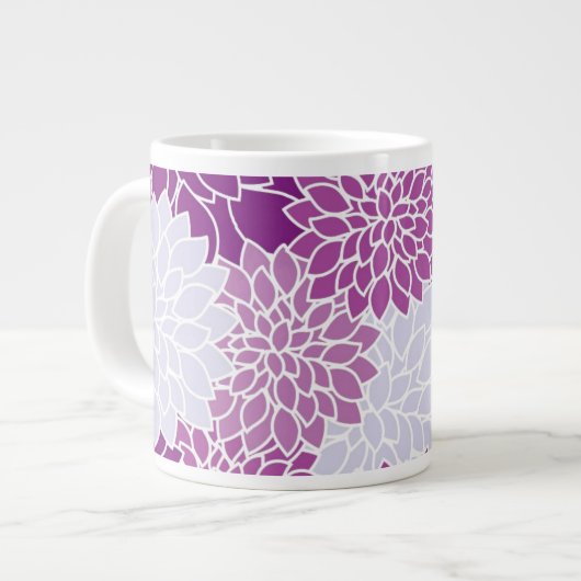 Paars bloemen Mokken van Floral Pattern Girly (Voorkant links)