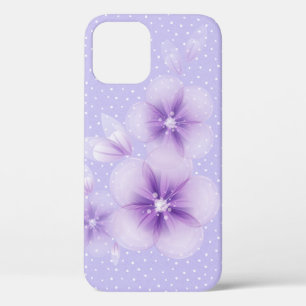 Paars bloemen op Hoesje-Mate iPhone Stippen -Mate iPhone 12 Hoesje