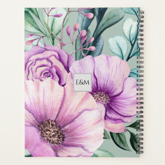 Paars Bloemencelebratie van het Leven Gastboek Planner (Achterkant)