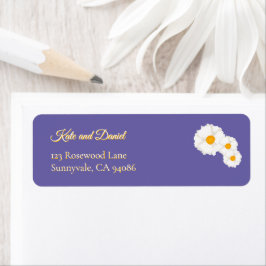Paars Bloemendecor Huwelijk Retouradres Label