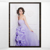 Paars bloemmotief betoverd bos Quinceañera-program Drieluik Uitnodiging (Binnenkant midden)