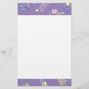 Paars Bloemmotief Briefpapier
