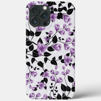 Paars Bloemmotief iPhone 13 Pro Max Hoesje