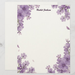 Paars bloemmotief kantoor papier briefhoofd