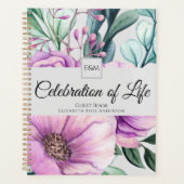 Paars Bloemstuk Levensfeest Gastboek Planner (Voorkant)