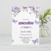 Paars bloemvlinderkoepelthema kaart (Staand voorkant)