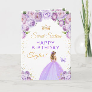 Paars blond haar Meisje Sweet Sixteen Verjaardag Kaart