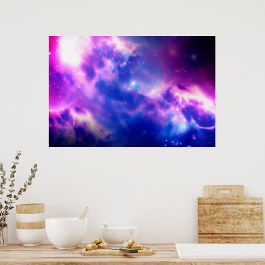 Paars Blooming Nebula Galaxy Poster (Keuken)