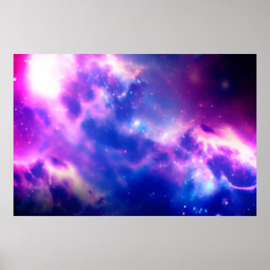 Paars Blooming Nebula Galaxy Poster (Voorkant)