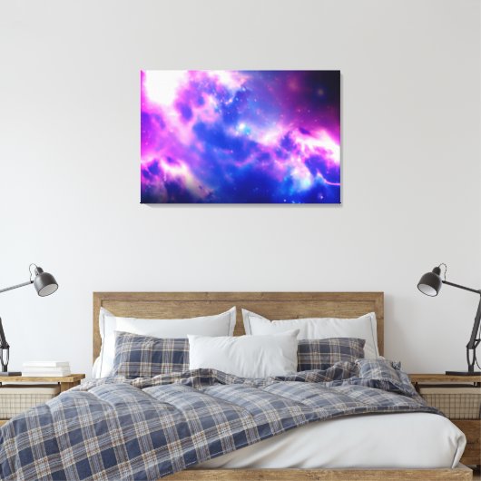 Paars Blooming Nebula Galaxy Stretched Canvas (Insitu (Slaapkamer))