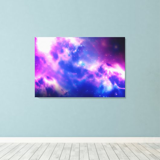 Paars Blooming Nebula Galaxy Stretched Canvas (Insitu (Houten vloer))
