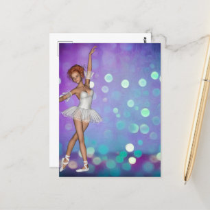 Paars & Blue Bokeh Background & Ballerina Briefkaart