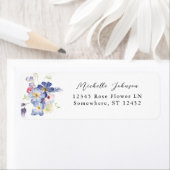 Paars Blue Floral Return Address Label (Insitu)