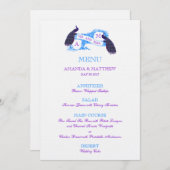 Paars, Blue Peacock Wedding Menu (Voorkant / Achterkant)