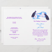 Paars Blue Peacock Wedding Programme (Voorkant / Achterkant)