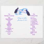 Paars Blue Peacock Wedding Programme (Achterkant)