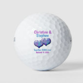 Paars Blue Two Hearts Joing Weddenschap Favor Golfballen (Voorkant)