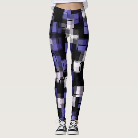 Paars Blue White Trendy Leggings (Voorkant)