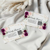 Paars & Blush Roze Bloemige Trouw QR Code RSVP Informatiekaartje