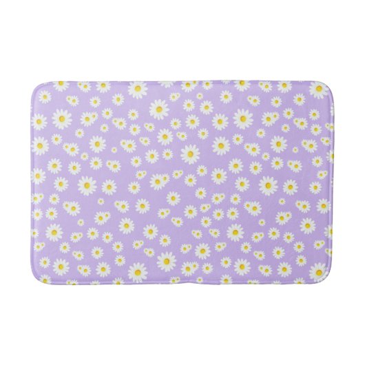 Paars Boho Lente Madeliefjes Patroon Badmat (Voorkant)