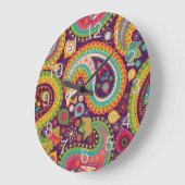 Paars Boho Paisley Grote Klok (Hoek)