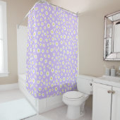 Paars Boho Spring Daisies Pattern Douchegordijn (In situ)