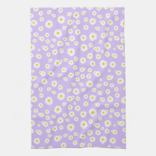 Paars Boho Spring Daisies Pattern Theedoek