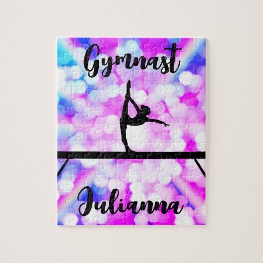 Paars Bokeh Blast Gymnastics Beam Personalized Legpuzzel (Verticaal)