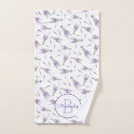 Paars boommonogram lavendeventiel handdoek