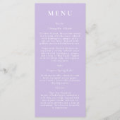 Paars botanisch modern trouwmenu menu (Voorkant)