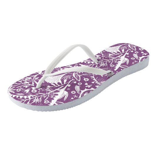 Paars botanisch patroon teenslippers (Schuin)
