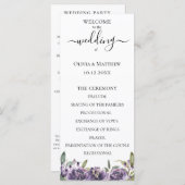 Paars botanisch watercolor bloem bruiloftsprogramm programma (Voorkant / Achterkant)