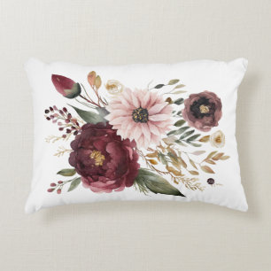 Paars Bourgondisch Roze Roze Bloemenschildering in Accent Kussen