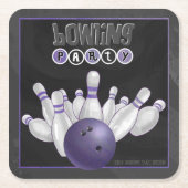 Paars Bowling Party Onderzetters (Voorkant)
