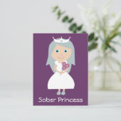  paars briefkaart Sober Princess (Staand voorkant)
