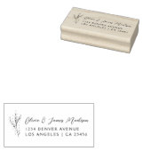 Paar's bruiloft adres eenvoudige moderne botanisch rubberstempel (Gestempeld)