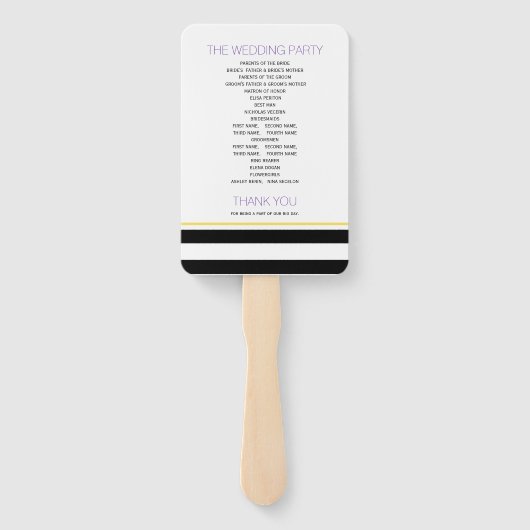 Paars bruiloft met viltstiften en strepen handwaaier (Achterkant)