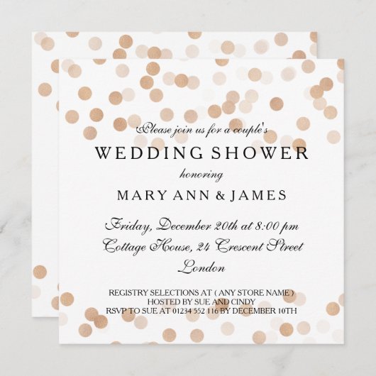 Paar's bruiloft Shower Copper Foil Glitter Lights Kaart (Voorkant / Achterkant)