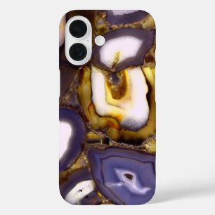 Paars bruin wit Agate-ontwerp iPhone 16 Hoesje