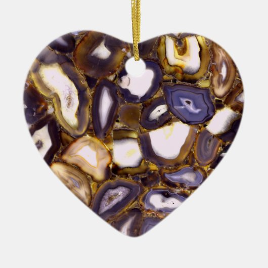 Paars bruin wit Agate-ontwerp Keramisch Ornament (Voorkant)