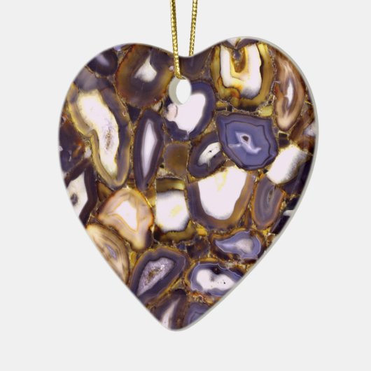 Paars bruin wit Agate-ontwerp Keramisch Ornament (Links)