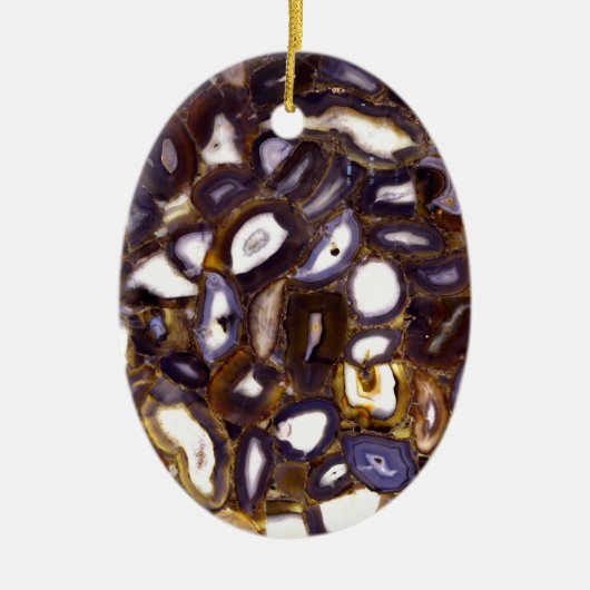 Paars bruin wit Agate-ontwerp Keramisch Ornament (Voorkant)