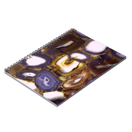 Paars bruin wit Agate-ontwerp Notitieboek (Linkerzijde)