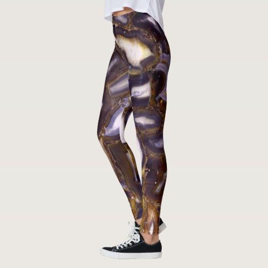 Paars bruin-wit-rotssteenpatroon leggings (Links)