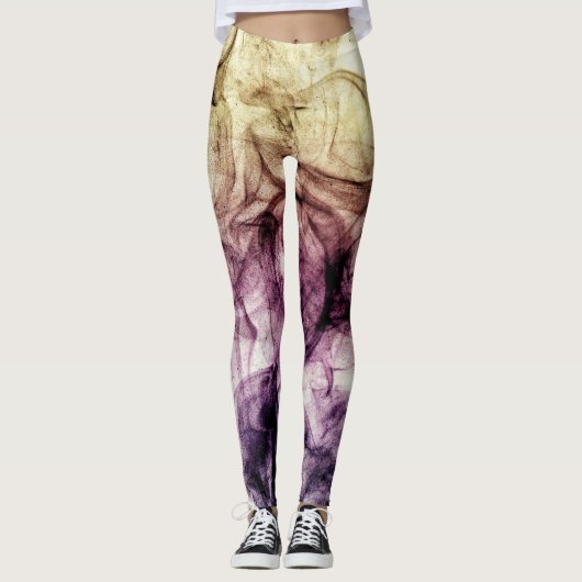 Paars bruine roky stof Abstract Leggings (Voorkant)