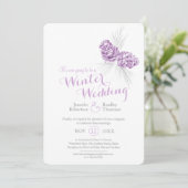 Paars bruine winterbruiloft opnieuw gepland kaart (Staand voorkant)