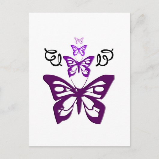 Paars Butterflies Briefkaart (Voorkant)
