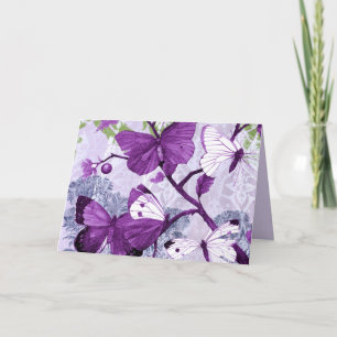 Paars Butterflies Wenskaart Kaart