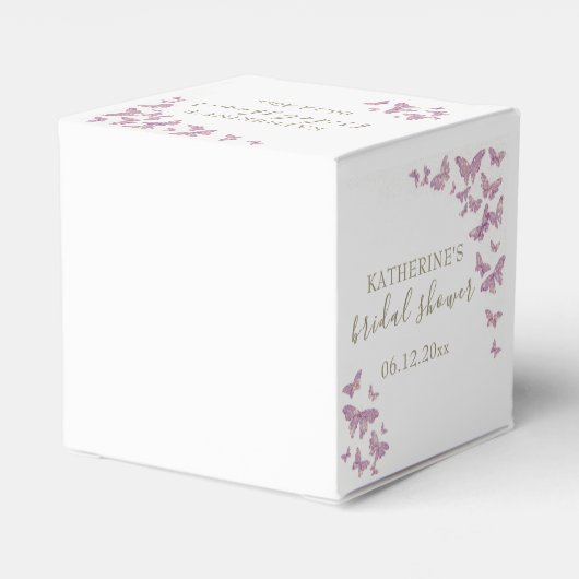 Paars Butterfly Gold Boho Vrijgezellenfeest Aangep Bedankdoosjes (Achterkant)