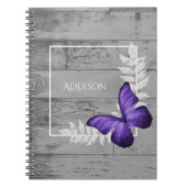 Paars Butterfly Rustic Personalized Notitieboek (Voorkant)